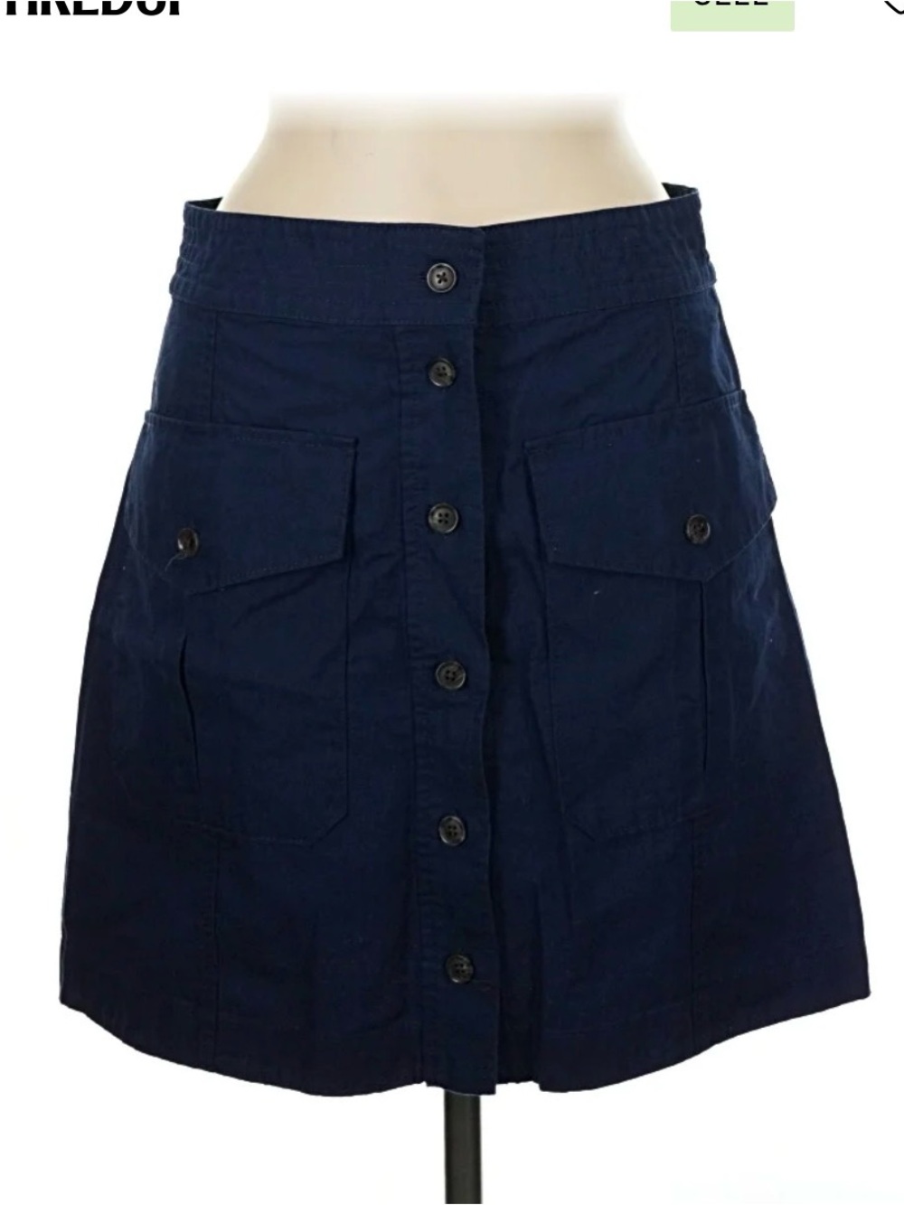 Banana Republic Navy Linen-Blend Skirt